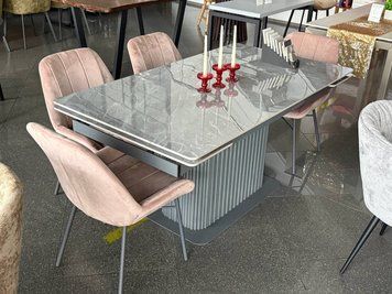 Стіл керамічний розкладний сірий глянець 001